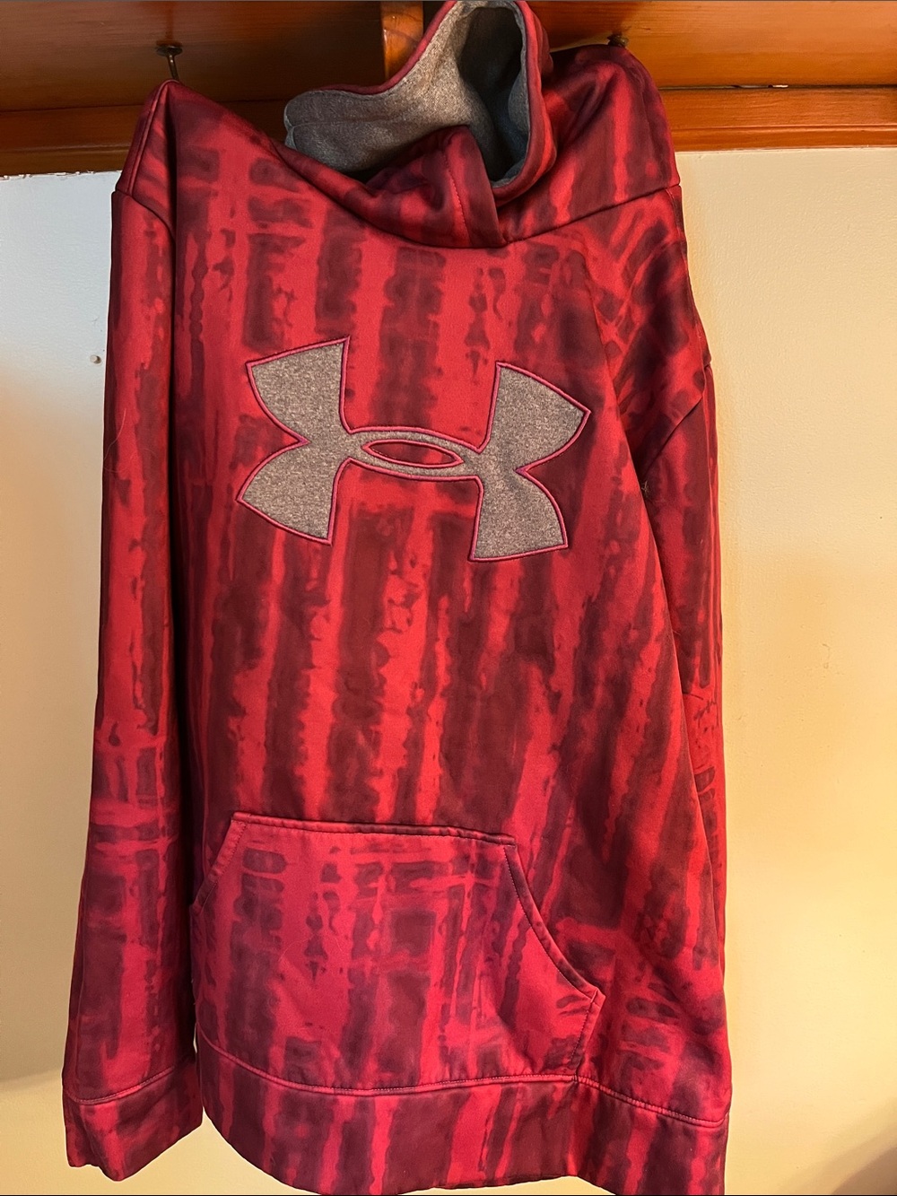 Under Armour Pink and Gray Logo Pullover Hoodie